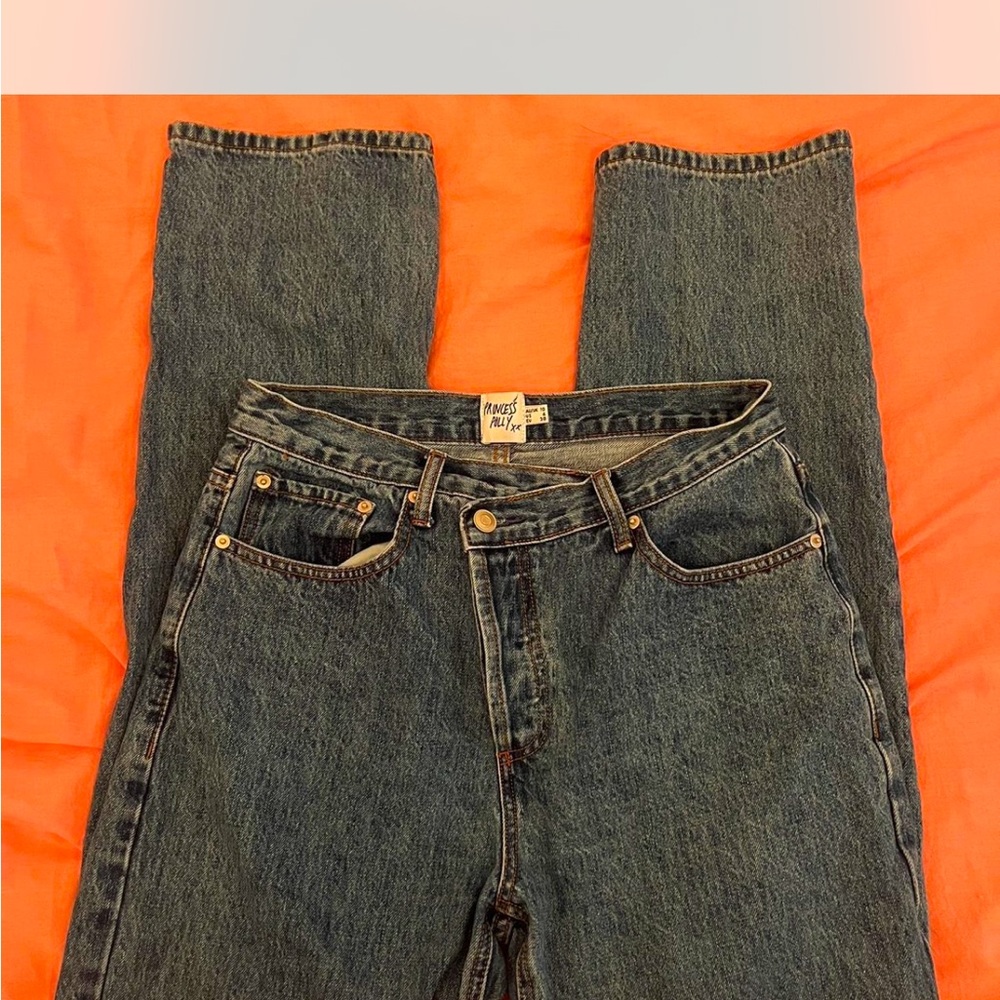 Princess Polly Denim Jeans with Asymmetrical Button Detail
